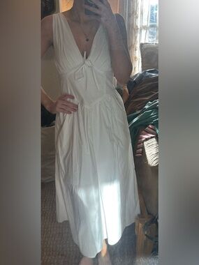 Women's White Tie-Front Maxi Dress